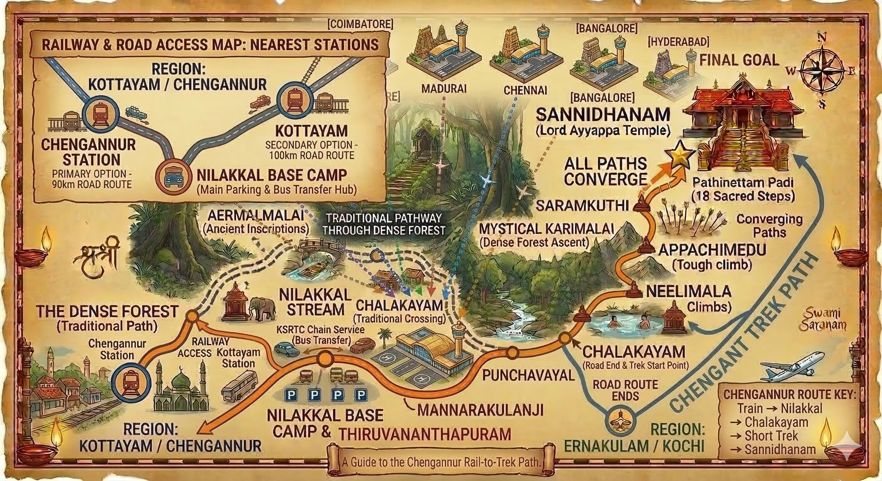 Route from Chengannur railway station toward Sannidhanam